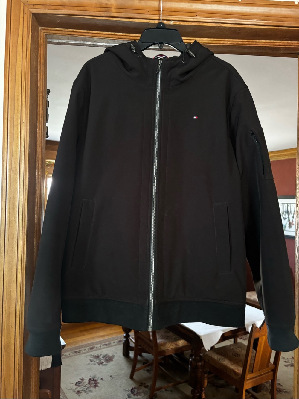 Tommy Hilfiger Black Hooded Zip-Up Windbreaker